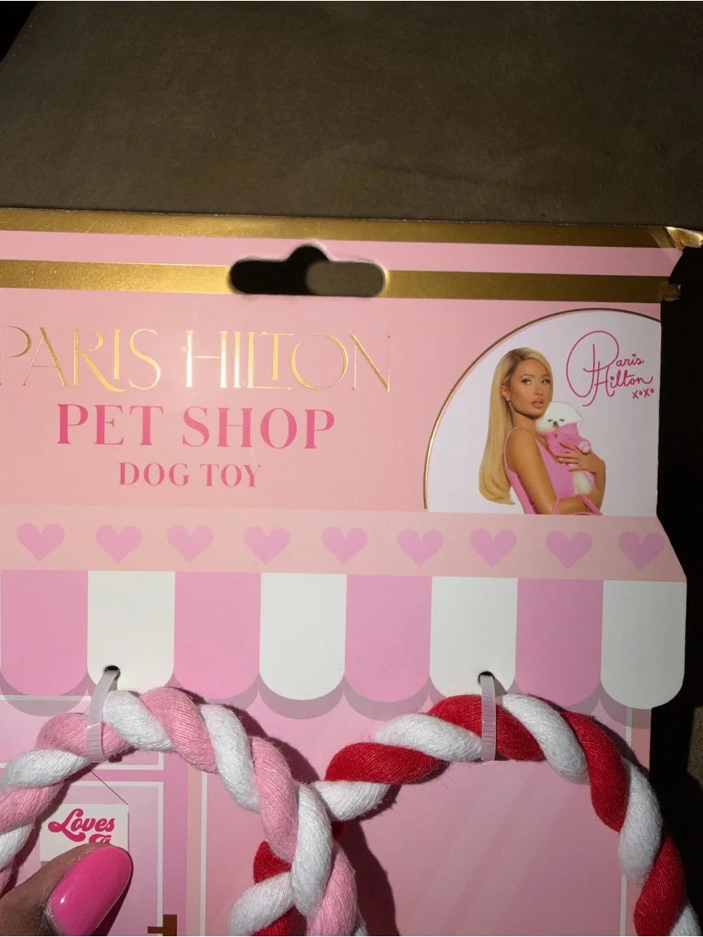 Paris Hilton Pink & Red Heart Plush Rope Dog Toy Set